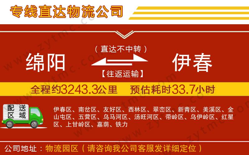 綿陽到伊春物流公司