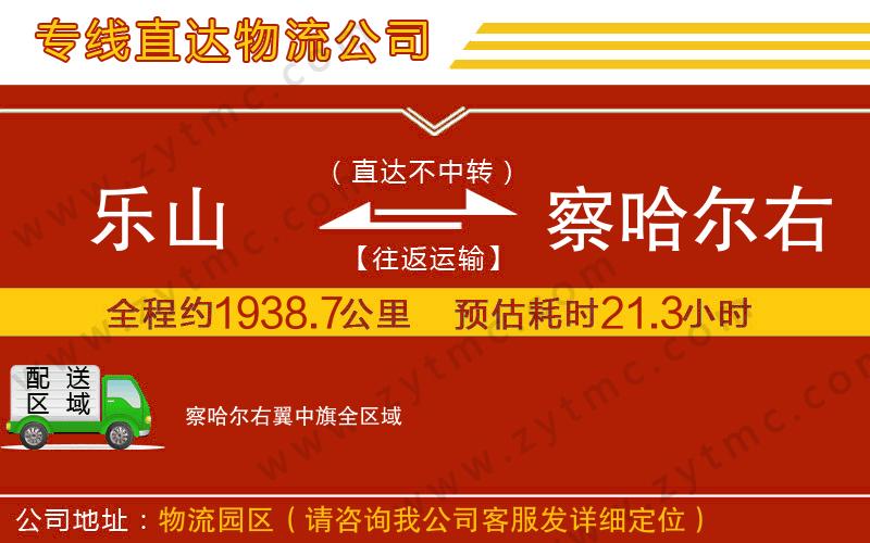 樂山到察哈爾右翼中旗物流專線